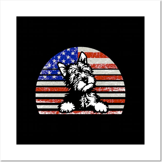 Yorkie Yorkshire Terrier  Vintage dog on American flag   - Yorkie Yorkshire Terrier   DAD and MOM Gift Wall Art by YANISOVE